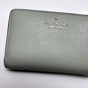 Kate Spade Lena Medium Leather Bifold Wallet in Green (Light Mint)